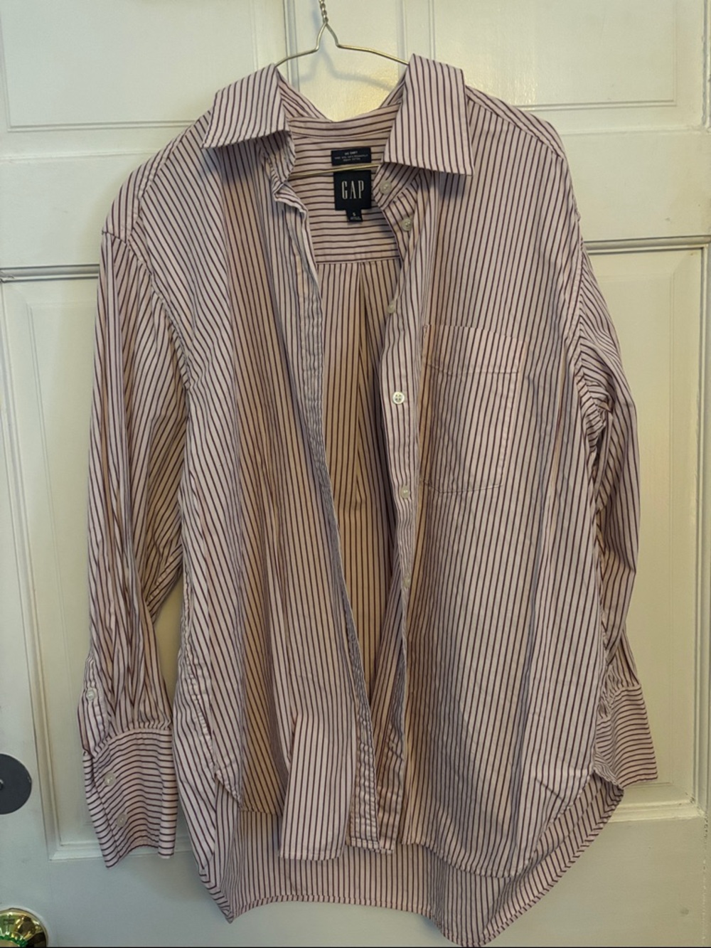 GAP Pink and Navy BIG SHIRT Striped Button-Up Shirt